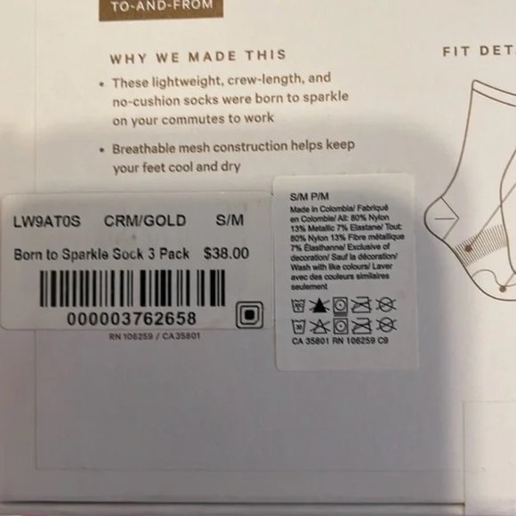 LULULEMON Born to sparkle GOLD socks - NEW - SO FASHIONABLE - Different Sizes - Picture 6 of 7